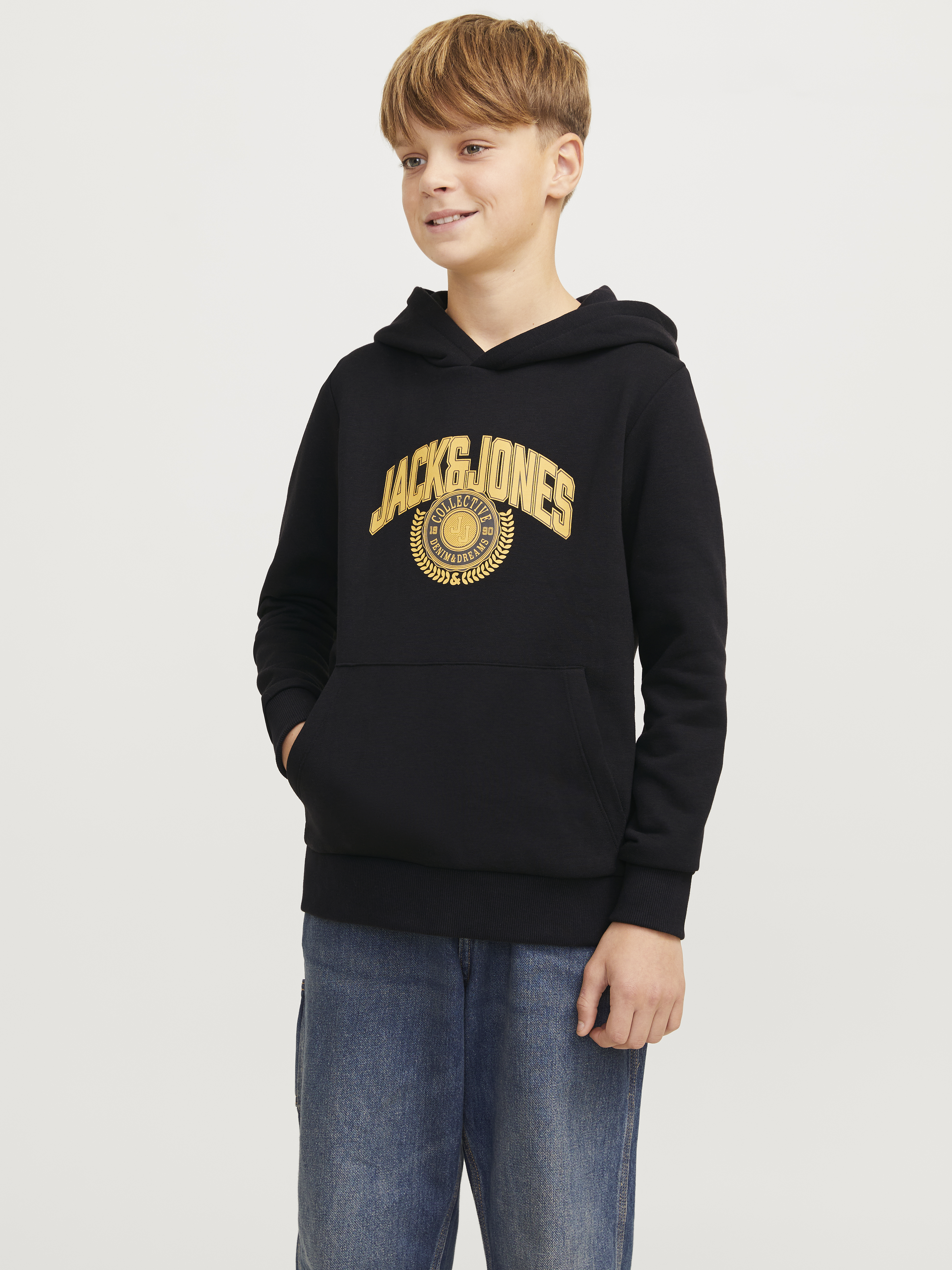 JACK&JONES - JJKAM VARSITY SWEAT HOOD - 12266761