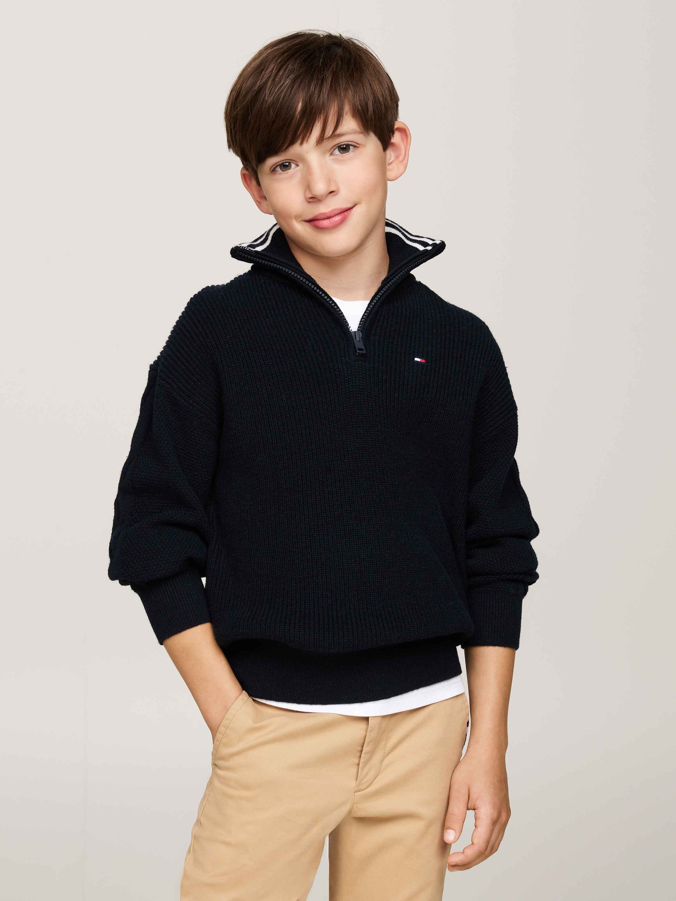 TOMMY HILFIGER - TURTLENECK HALF ZIP SWEATER - KB0KB09419DW5