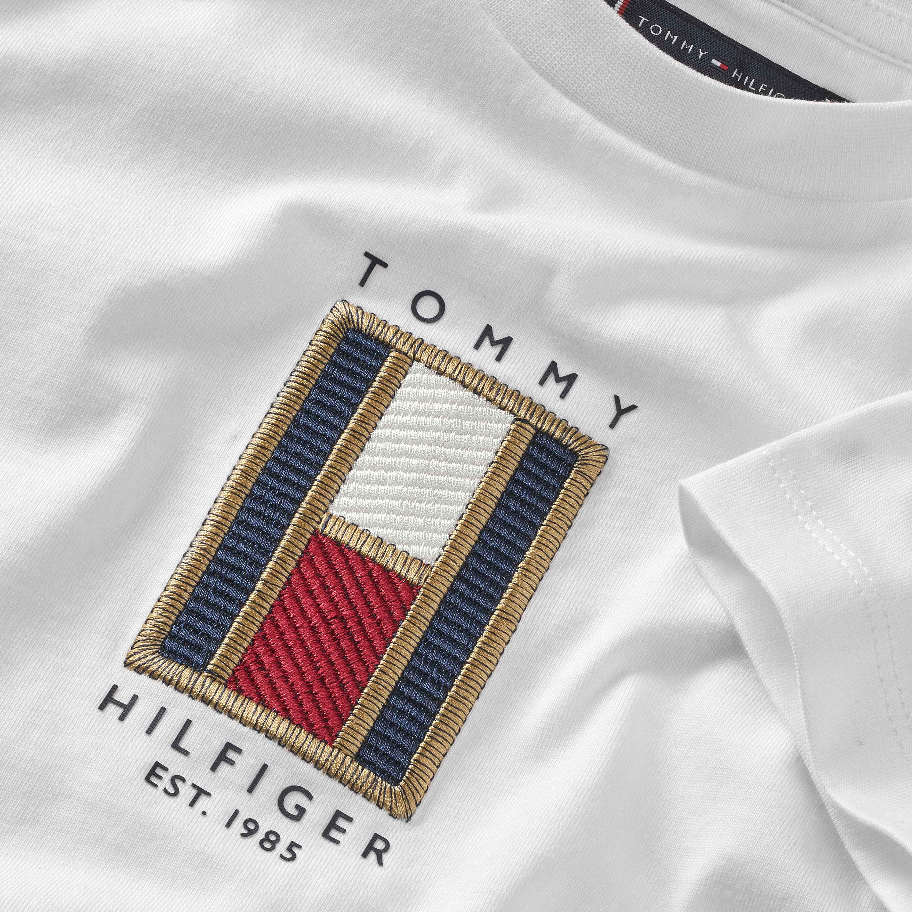 TOMMY HILFIGER - FLAG EMBROIDERED REG TEE SS - KB0KB09285BS